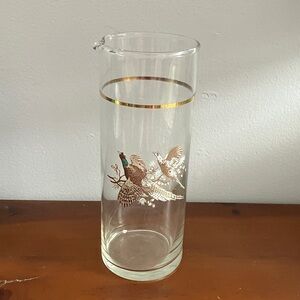 Vintage martini mixer pitcher with bird pheasant design